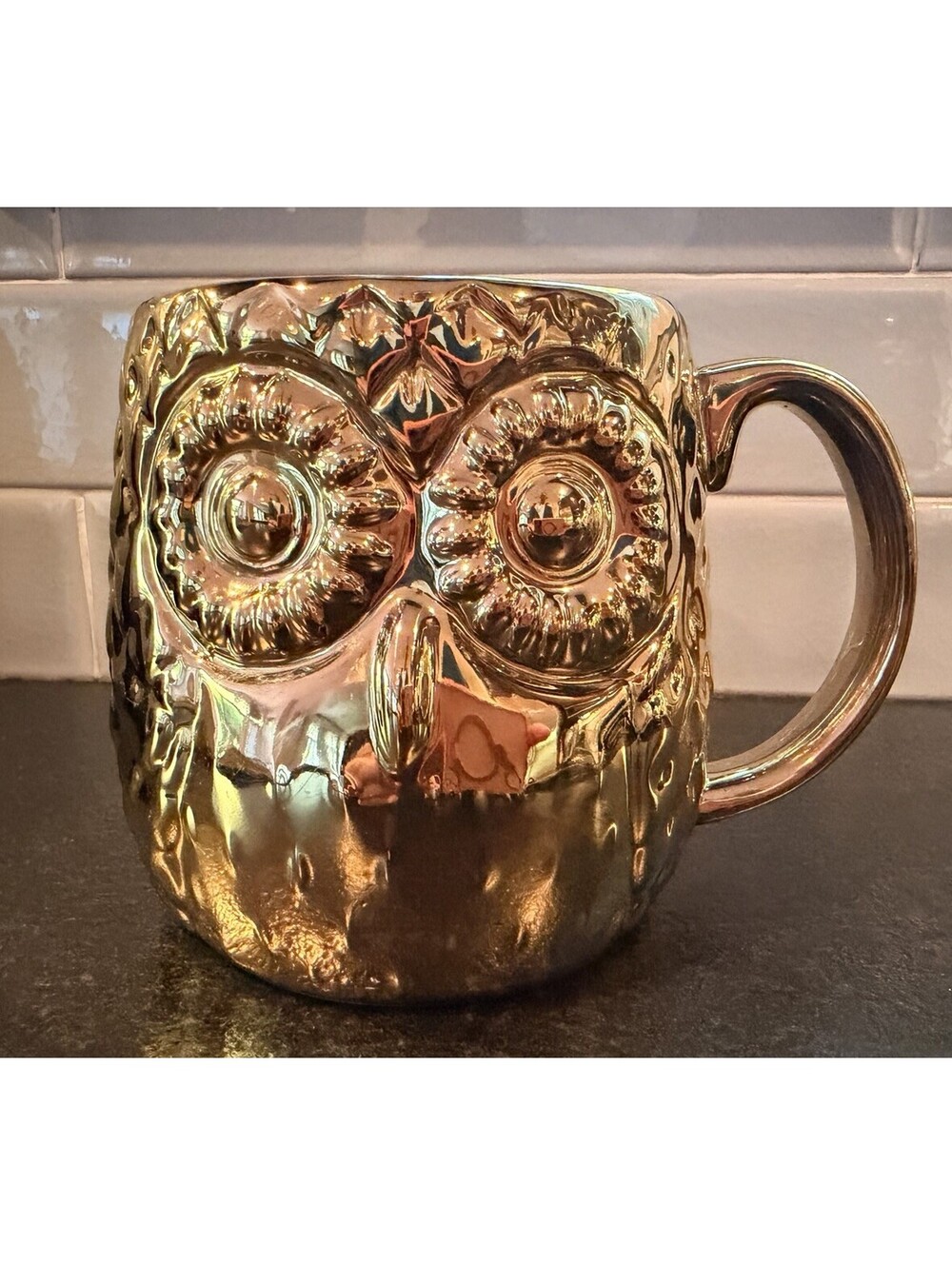 Owl Porcelain Oversized Coffee Tea Golden Mug